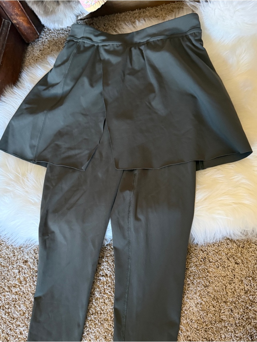 SPANX Olive Green Skirted Ponte Trousers booty boost